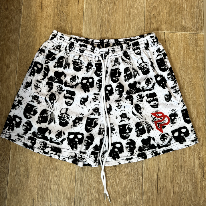 White Horror Mesh Short