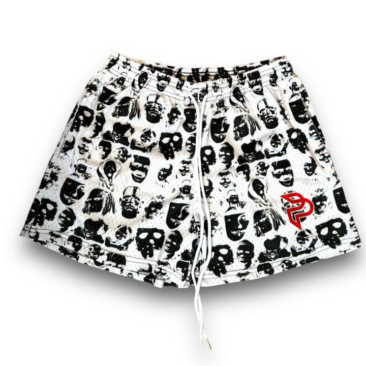 White Horror Mesh Short