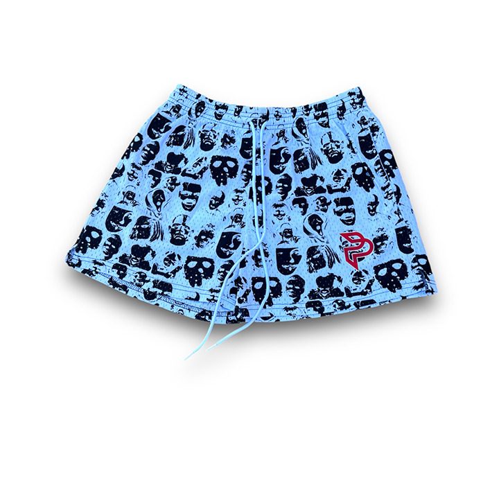 White Horror Mesh Short