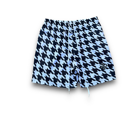Black Houndstooth Mesh Short