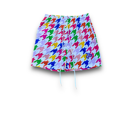 Rainbow Houndstooth Mesh Short
