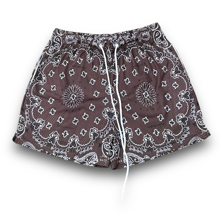 Brown Paisley Mesh short