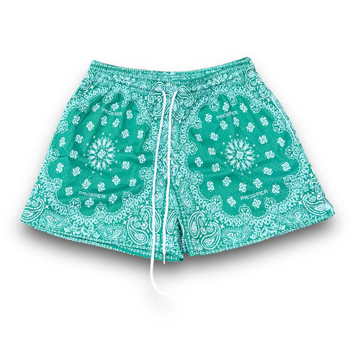 Green Paisley Mesh Short